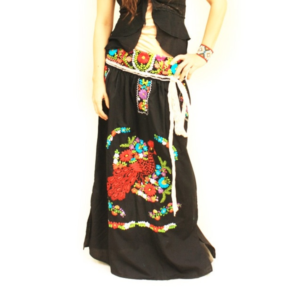 Mexican Embroidered Skirt Hippie Boho Fiesta